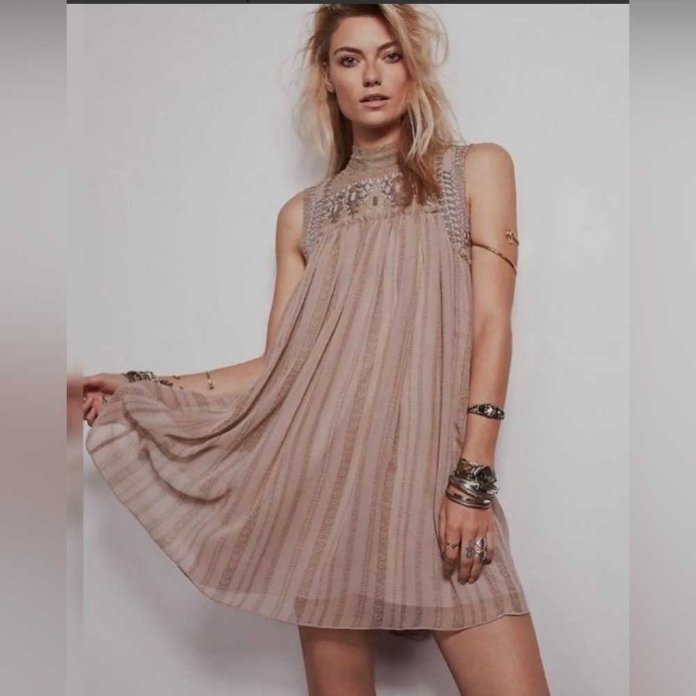 Free People Penny Georgette Babydoll Dress SZ XS